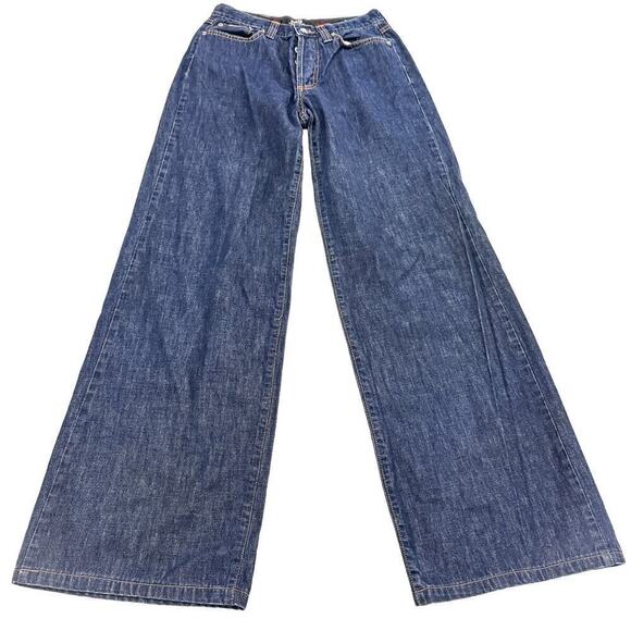 Dolce & Gabbana Wide Leg Denim Jeans Button Fly Dark Wash Size 27 - Picture 2 of 9